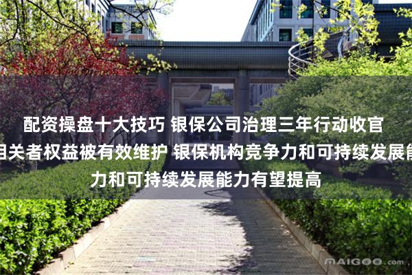 配资操盘十大技巧 银保公司治理三年行动收官 专家：利益相关者权益被有效维护 银保机构竞争力和可持续发展能力有望提高