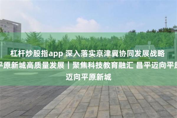 杠杆炒股指app 深入落实京津冀协同发展战略 推动平原新城高质量发展｜聚焦科技教育融汇 昌平迈向平原新城